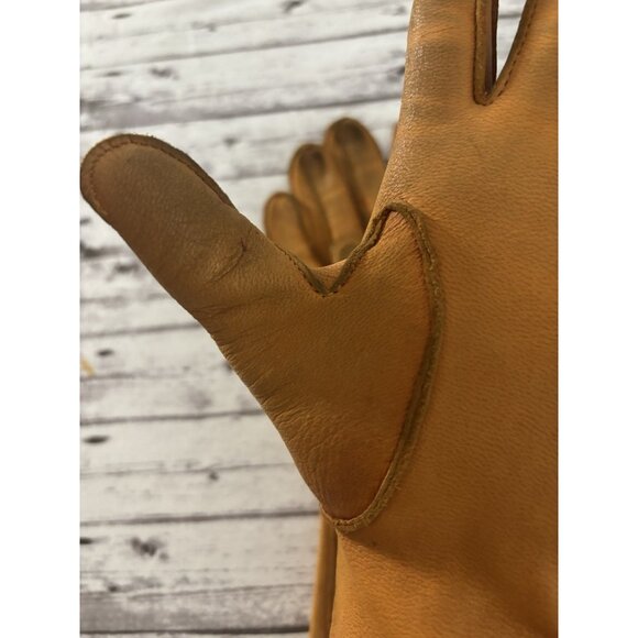 Natalie Deerskin Tan Gold Vintage DEERSKIN LEATHER GLOVES (UNLINED) 7 - Picture 8 of 11